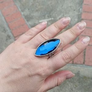 Women's blue rhinestone fashion pirate ring size 9